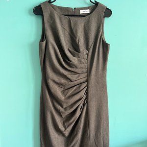 NWOT Calvin Klein Wear To Work Pleated Sleeveless Gray Dress Size 6